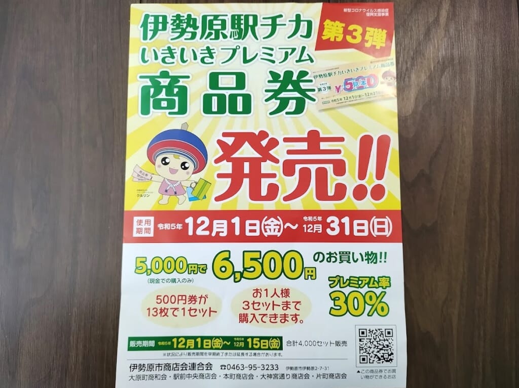 伊勢原駅チカいきいきプレミアム商品券
